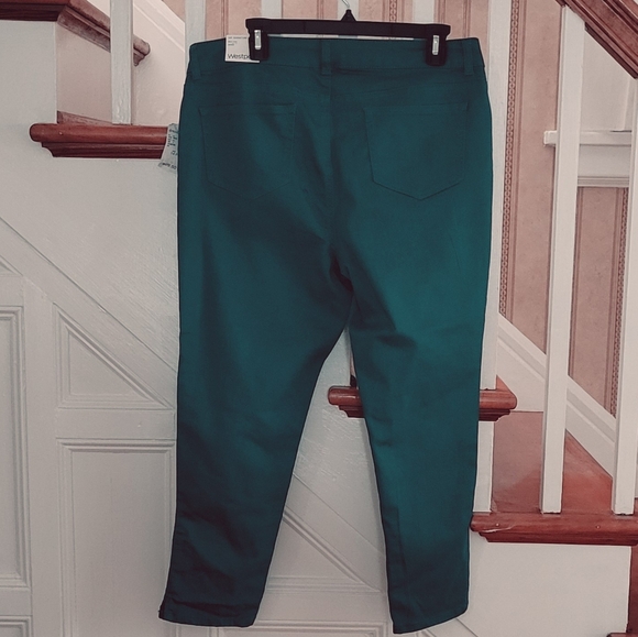 Westport Signature Fit Ankle Mid Rise Green Jeans Size 14P - Picture 2 of 7
